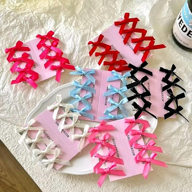 (8Pcs) 1 Card Small Ribbon Hairpin Ribbon Bow Fashion Ins Sweet ...