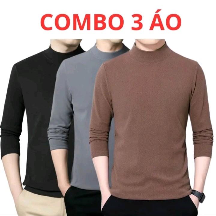 COMBO 3 ÁO Giữ nhiệt lót nỉ Nam Nữ thu đông cổ cao 3 phân ấm áp co giãn 4 chiều thanh lịch nhiều màu Menswear