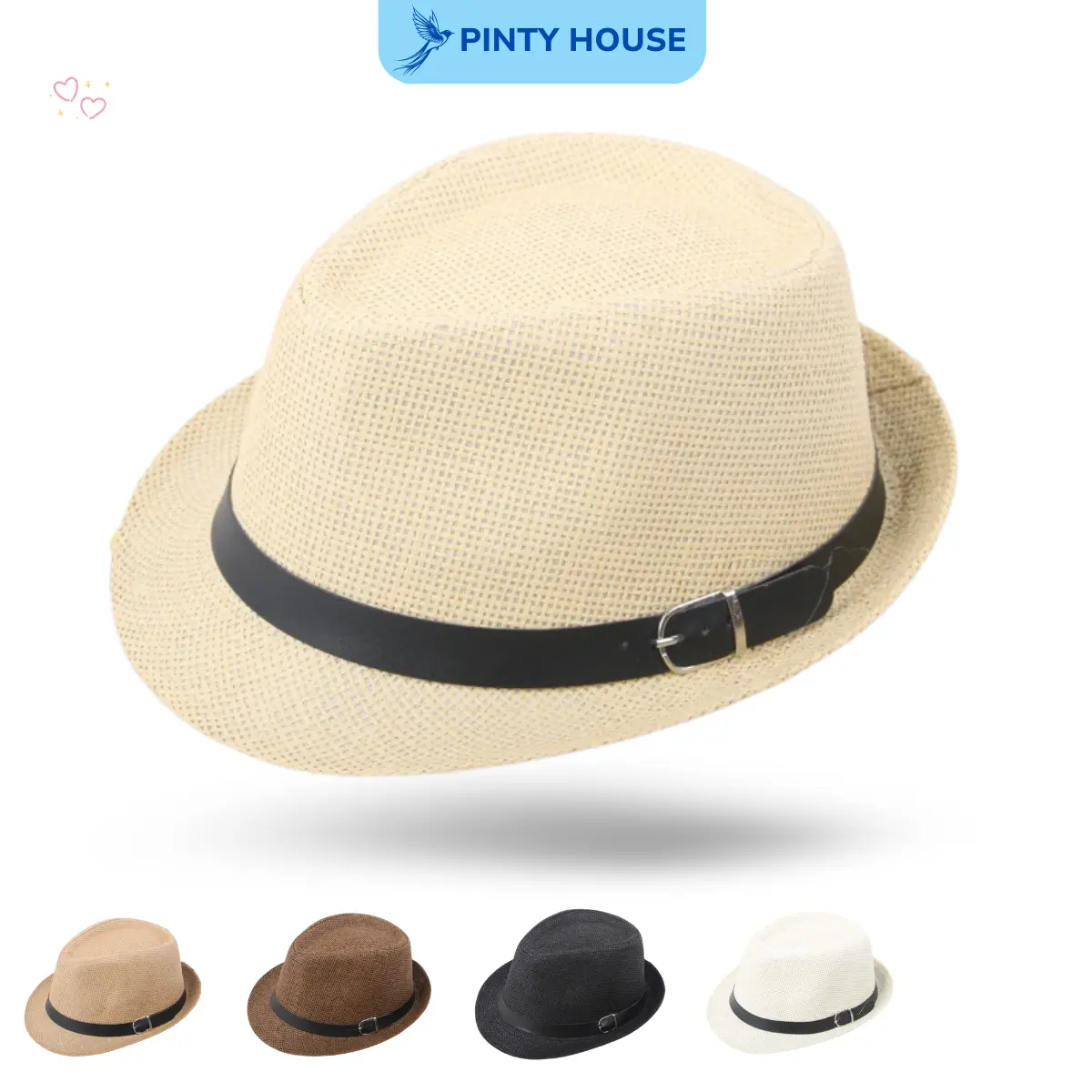 Mũ Phớt Cói Vành Nhỏ Unisex - Thoáng Mát, Nhẹ, Chống Nắng - Phong Cách Vintage, Đi Biển, Dạo Phố, Du Lịch - form cứng mũ  cói  vintage