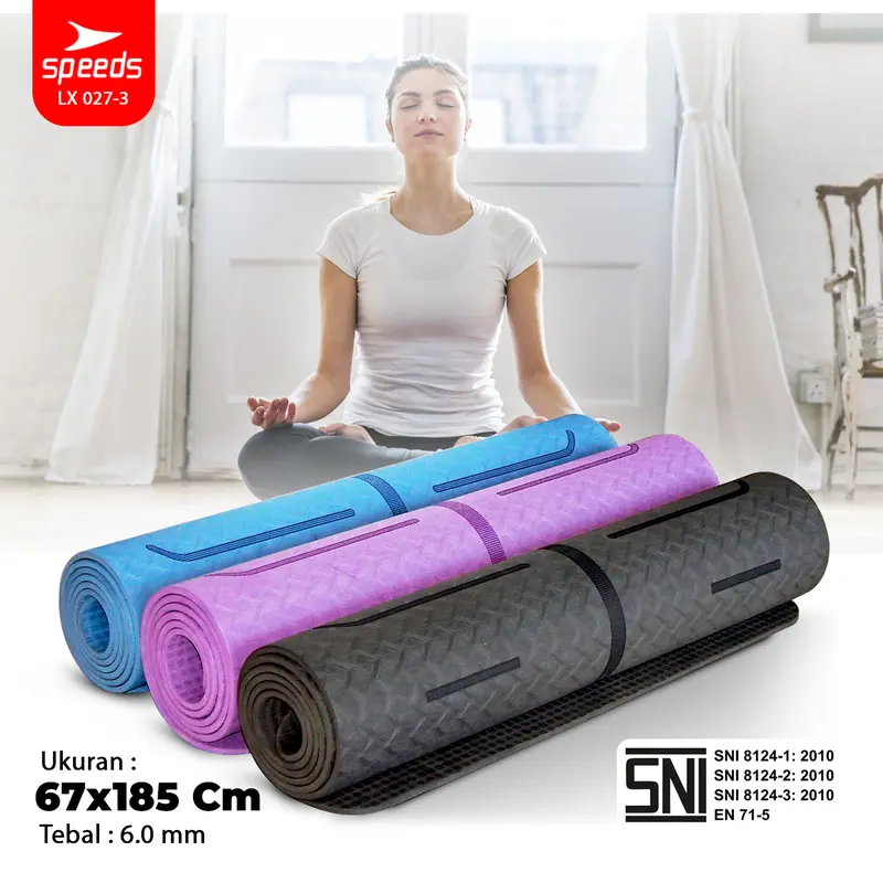 SPEEDS SNI Matras Yoga Mat Tebal 6mm Senam Mat Alas Olahraga Karpet Yoga Berstandar 027-3 7