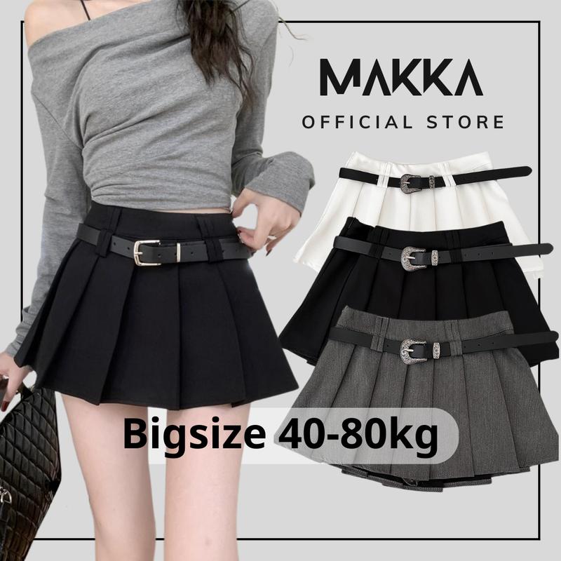 Chân váy nữ MAKKA chân váy ngắn xếp li dáng xòe kèm dây lưng 5911 Kem Women