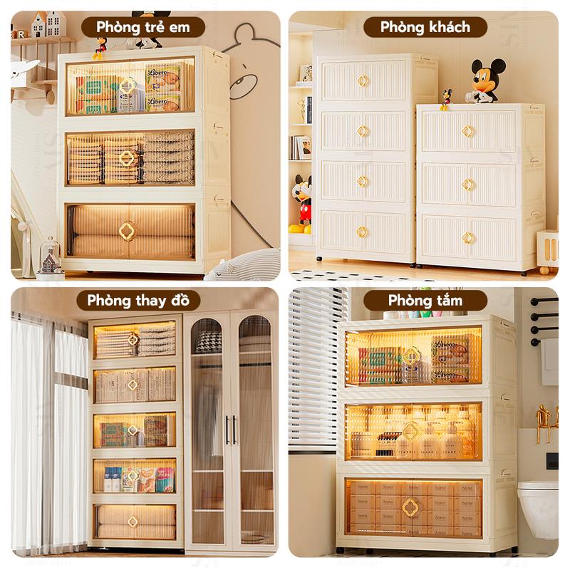 80CM SIV Tủ Nhựa Đựng 3/4/5tầng-Trong suốt làm dày công suất lớn tủ bếp Đa Năng 8