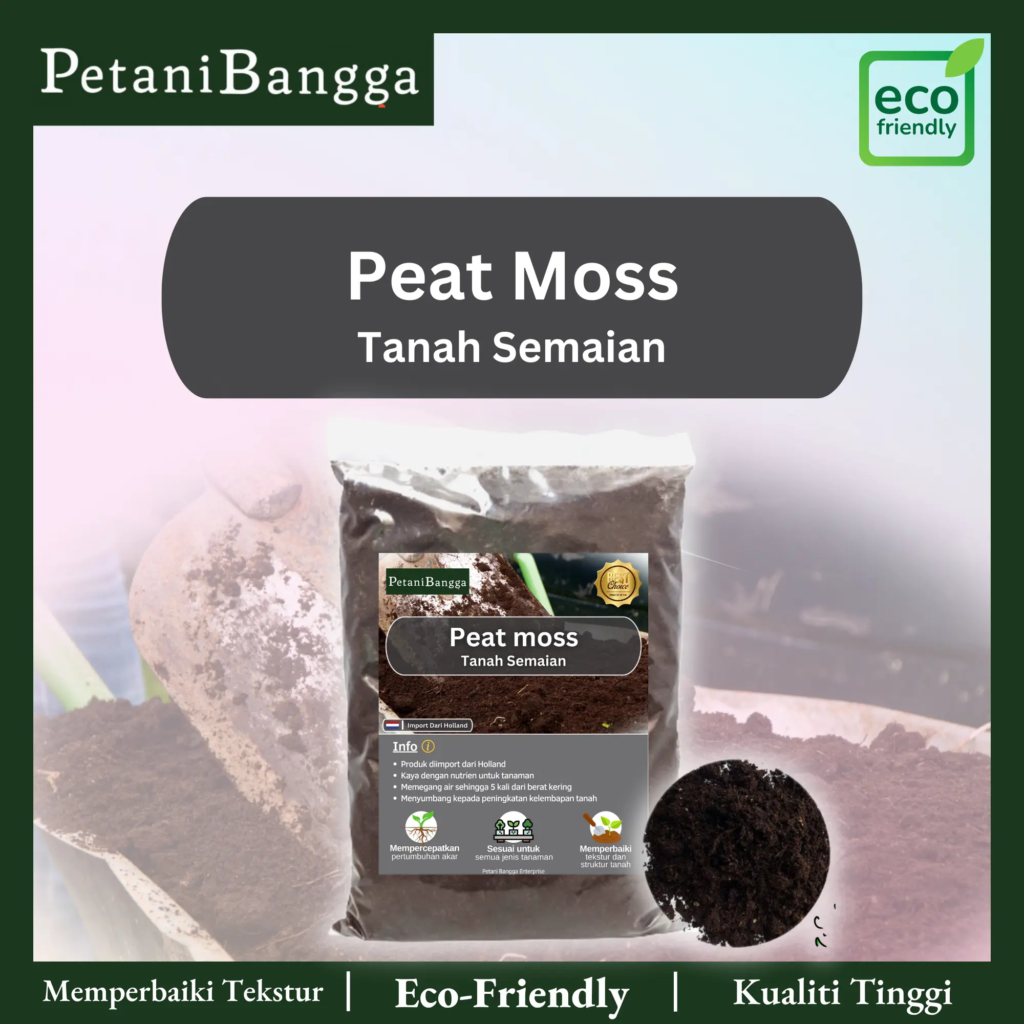 1kg Peat moss From Holland / Tanah Semaian Import Dari Belanda