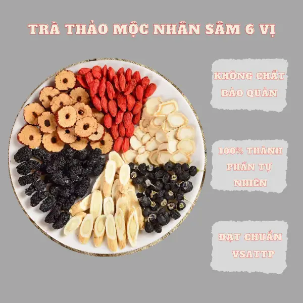 Trà Sâm 6 Vị – Thảo Mộc Dưỡng Nhan, Bồi Bổ Sức Khỏe