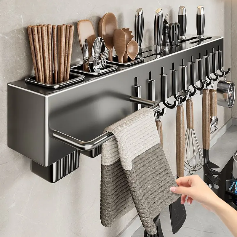 Giá Để Dao Làm Bếp, Treo Tường, Không Cần Đục Lỗ, Đa Năng, Để Đựng Đồ, Thích Hợp Cho Dao Và Đũa, Giá Để Đồ Tích Hợp, Cho Nhà Bếp 3