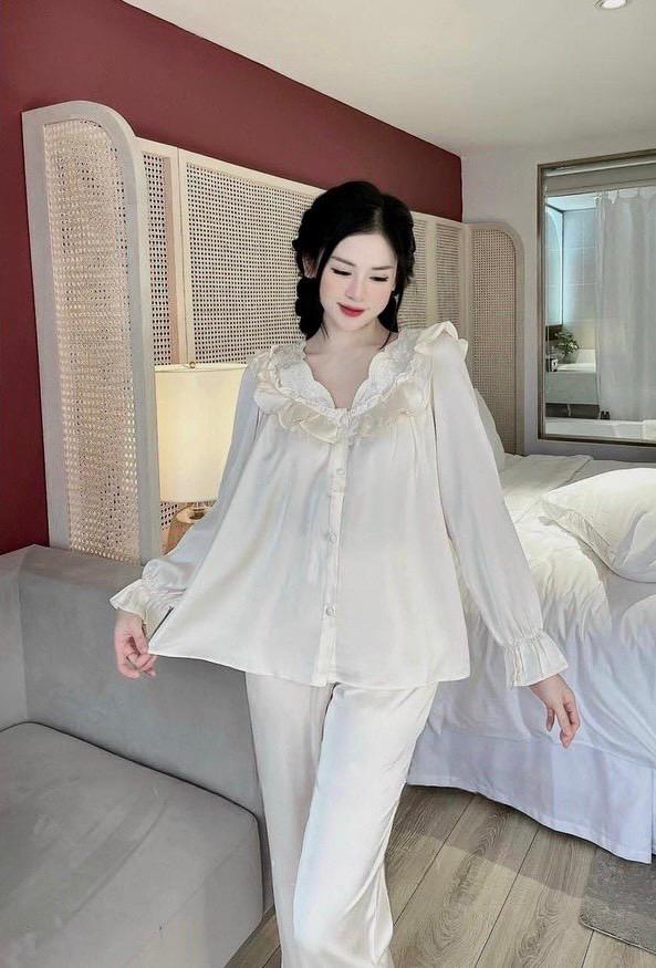 Product Introduction of Sét đồ ngủ pijama cổ bèo tiểu thư tay dài chất lụa latin mềm mịn mát về 5 màu siêu xinh (freesize 40-60kg) Nữ Women Voi 11