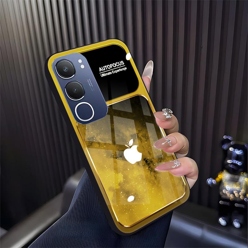 Cocok untuk casing ponsel vivo Y29 Casing ponsel kaca desain terbaru dengan pola huruf langit berbintang.-BLK