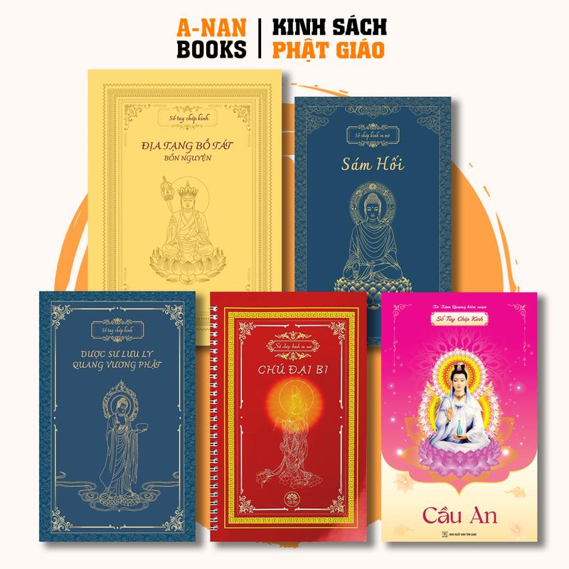  Combo 5 vở chép kinh sổ chép kinh in mờ cao cấp kinh Địa Tạng Sám Hối Dược Sư Chú Đại Bi Cầu An - Anan books 