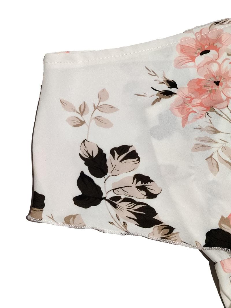 Product Introduction of Women's Floral Print Cold Shoulder Cami Blouse, Boho Ruffle Adjustable Strap Top for Summer, Ladies Clothes for Beach Holiday Vacation 7