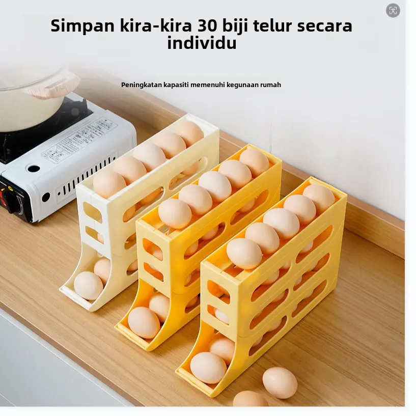 Penggelek Telur Automatik, Pintu Sisi Peti Sejuk, Jenis Slaid, Kotak Penyimpanan Telur, Kotak Penyimpanan Makanan Telur Dapur, Kotak Penyimpanan