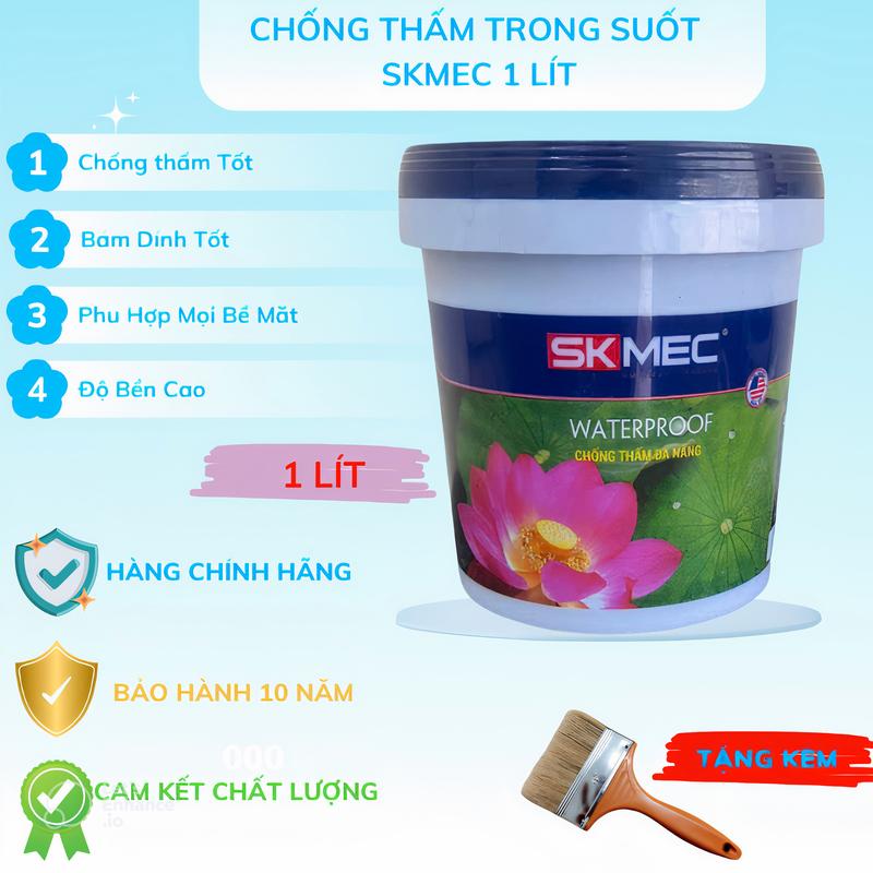 1Lít Sơn Chống Thấm Trong Suốt SKMEC - Ngăn Ngừa Thấm Nước Ẩm Mốc Trên Mọi Bề Mặt gốc sơn chống gậy lăn sơn chịu sơn nc hoàn paint & với phủ chốngthâmsân thượng trong suốt