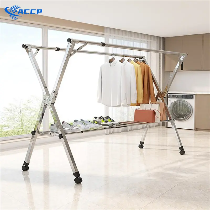 Giàn Phơi Quần Áo Thông Minh, Giá treo quần áo có bánh xe, chất liệu thép không gỉ 304, đa dạng kích thước chọn lựa Kệ 0