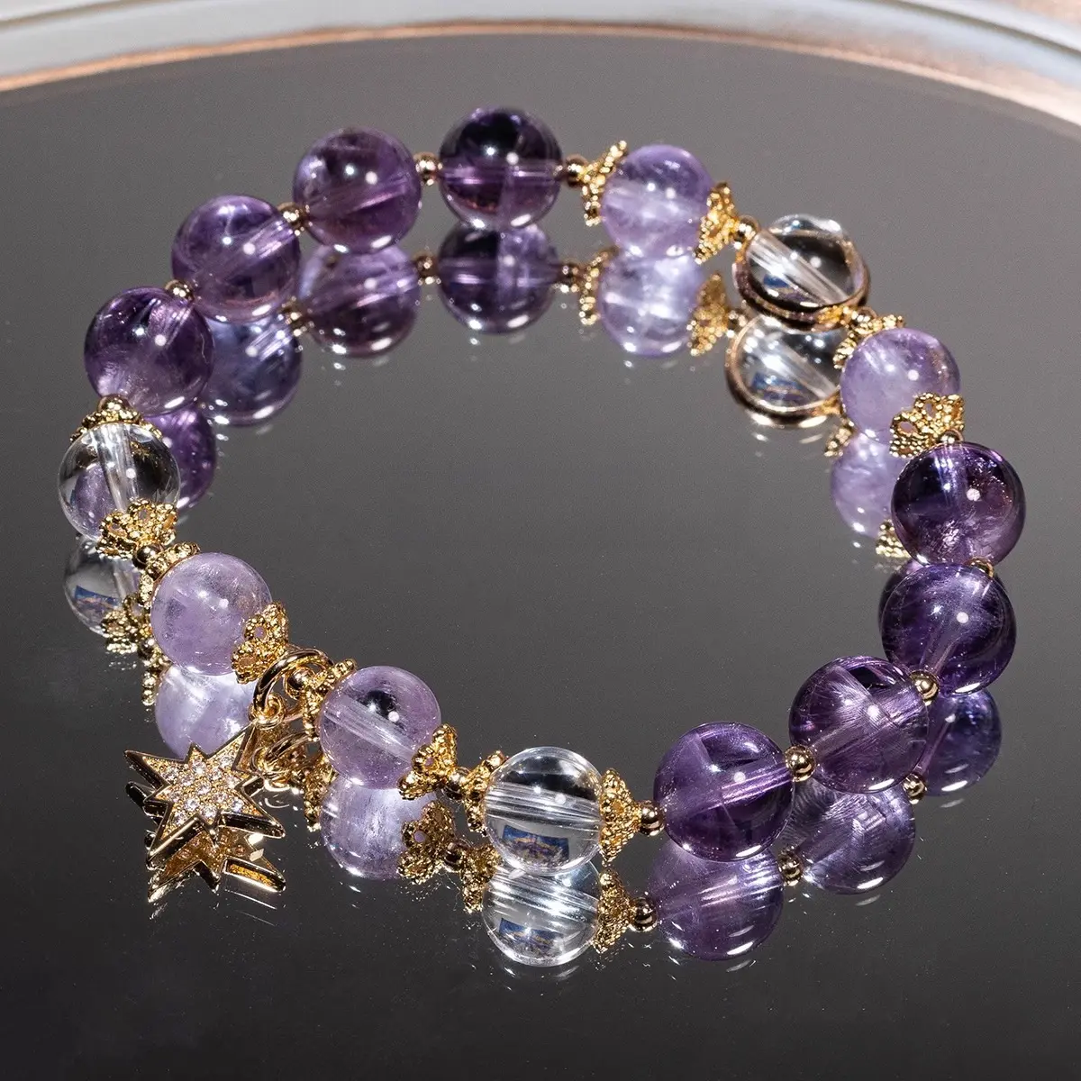 Vòng Tay Amethyst, Đá Tự Nhiên, Thích Hợp Cho Học Sinh Và Nhân Viên Văn Phòng, Vòng Tay Pha Lê, Nữ, Quà Tặng Độc Đáo Cao Cấp Cho Bạn Thân
