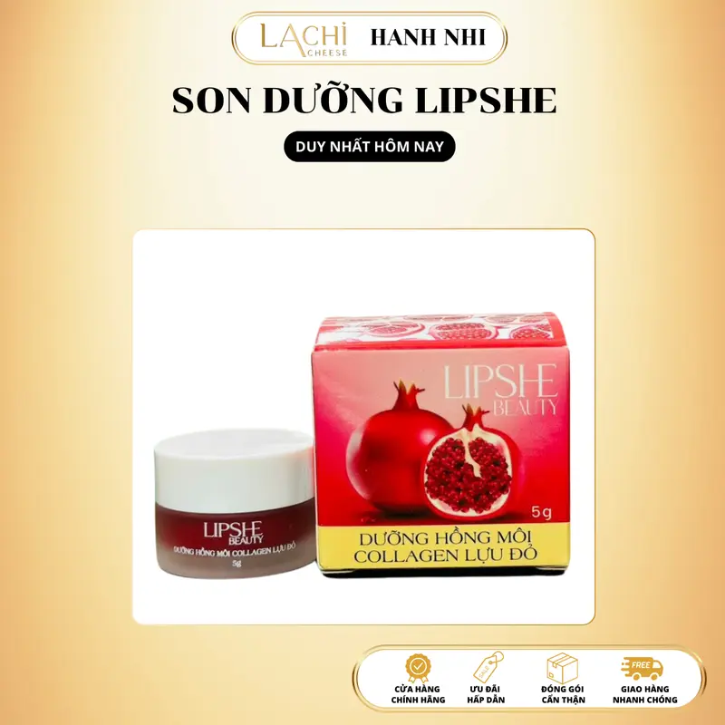 [ Mua 1 Tặng 1 Nạ ] - Son Dưỡng Hồng Môi LIPSHE Lựu Đỏ ủmôi duong moi 0