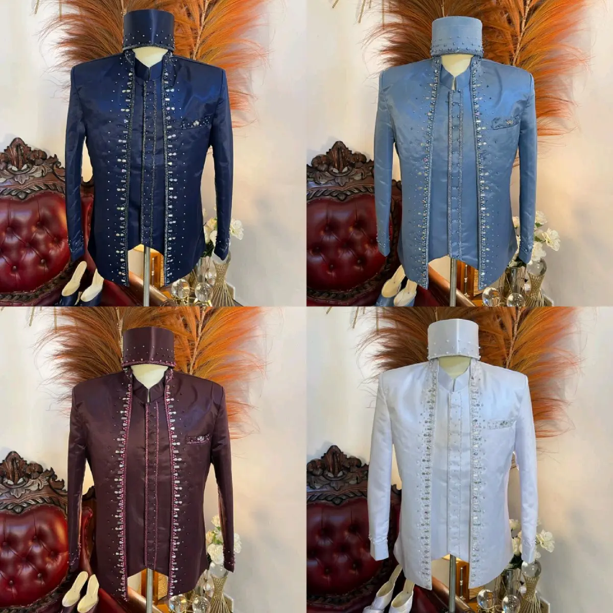 Beskap pengantin pria new motif payet batang setelan Celana