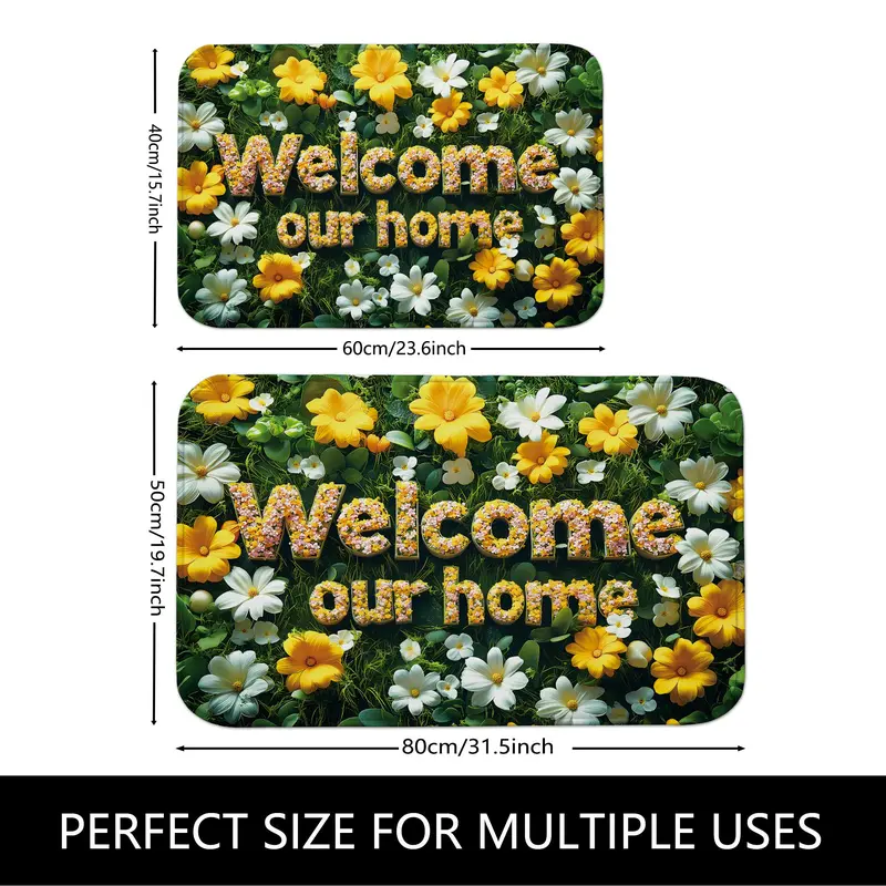 Flower Pattern Bath Mat, 1 Count Non-slip Bath Rug, Washable Bath Mat for Home Bathroom Kitchen Doorways Decor 1