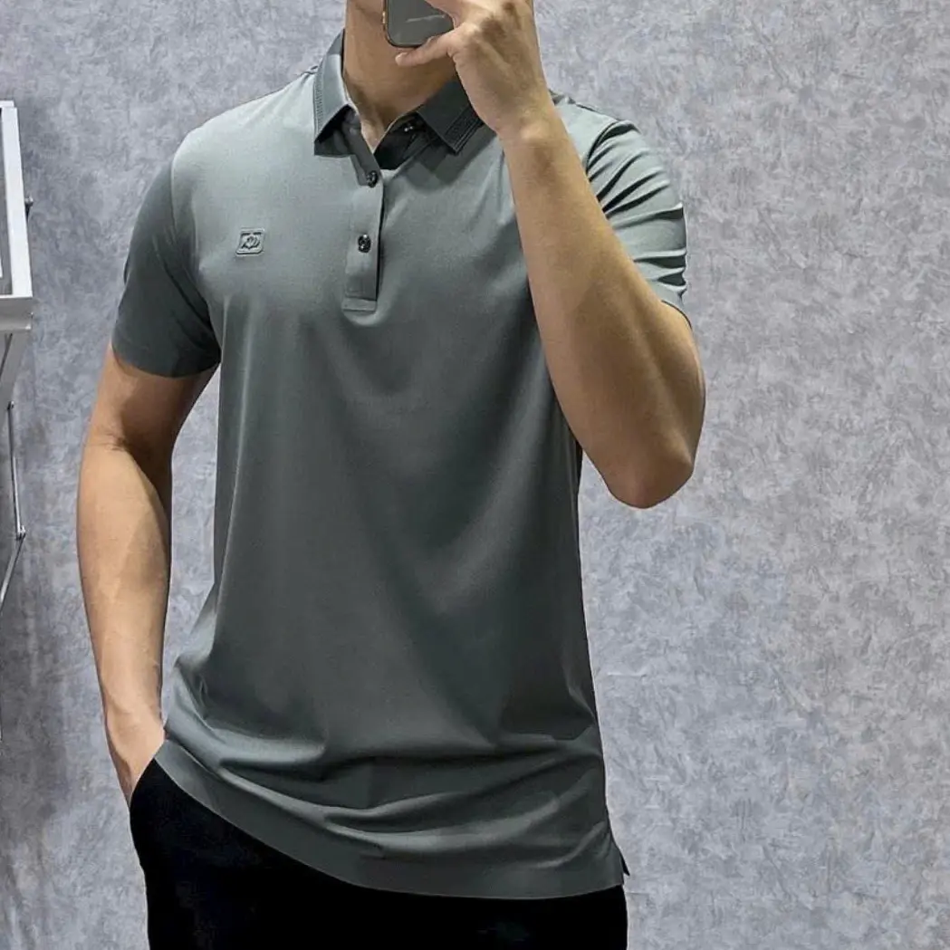Áo POLO Nam Ép Nhiệt 6221 Hàng QC Cao Cấp Xu Hướng Thời Trang 2024 Menswear Có Cổ Shirt-Ngắn Tay áo  khoác