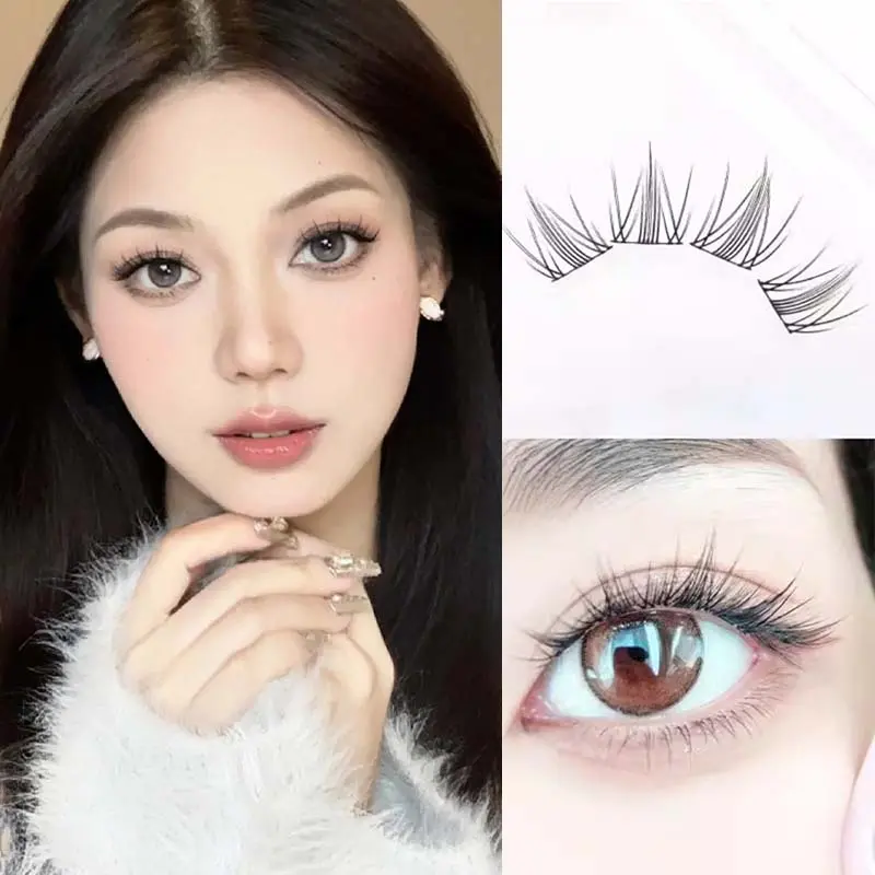 FEPO Hộp 8-10 Hàng Lông Mi Giả 11-12mm tự nhiên Sức Chứa Lớn Chất Lượng Cao Món quà miễn phí Keo dán lông mi + nhíp 3