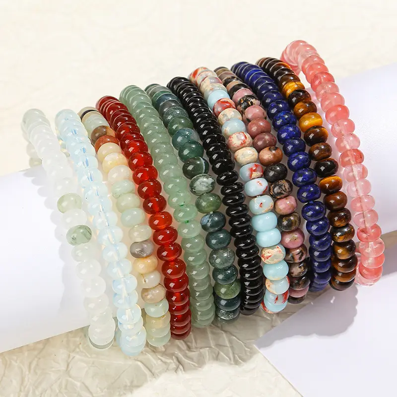 CrystalCharm Haven-6mm natural Tianshan Cui abacus bead bracelet for women, fashionable and noble, jade red agate, healthy and evil-repelling single-circle bracelet.