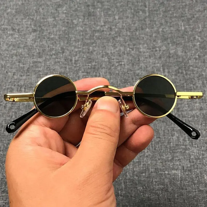 Kính Râm Tròn, Phong Cách Punk, Thiết Kế Kính Hoàng Tử, Kính Râm RETRO, Gọng Siêu Nhỏ Dành Cho Nam Và Nữ, Hình Dạng Lõm Hip Hop