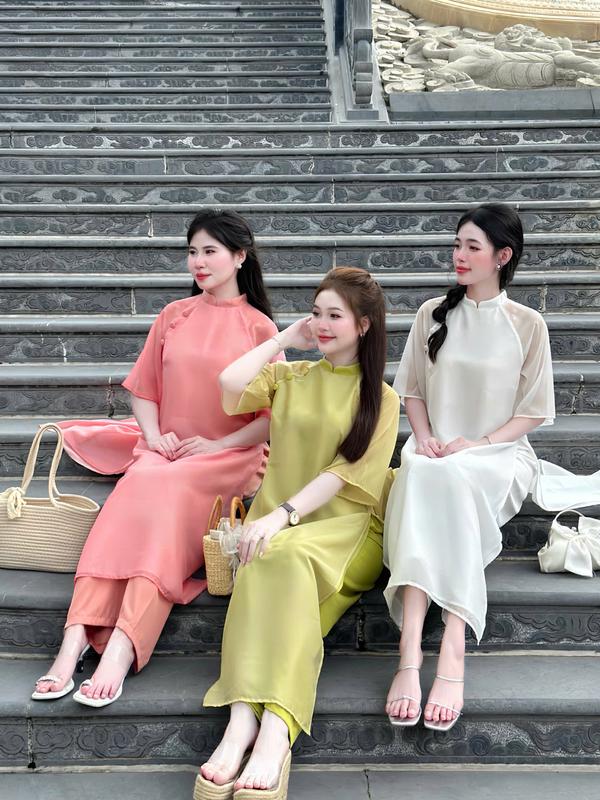 [FREESHIP] C16-SÉT ÁO DÀI TRƠN Tết 2025 Tay Lỡ Xinh (áo dài +quần), vải tơ mềm mịn, from xuông , màu xinh nhẹ nhàng, Đủ size SMLXL-Mijustore Nữ Women Dress Hồng