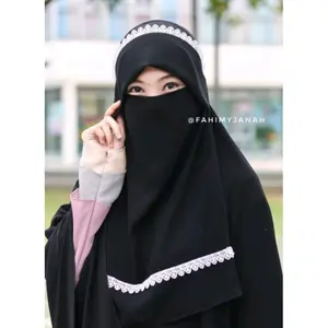 Niqab arumi princess renda putih cadar karet poni motif renda putih