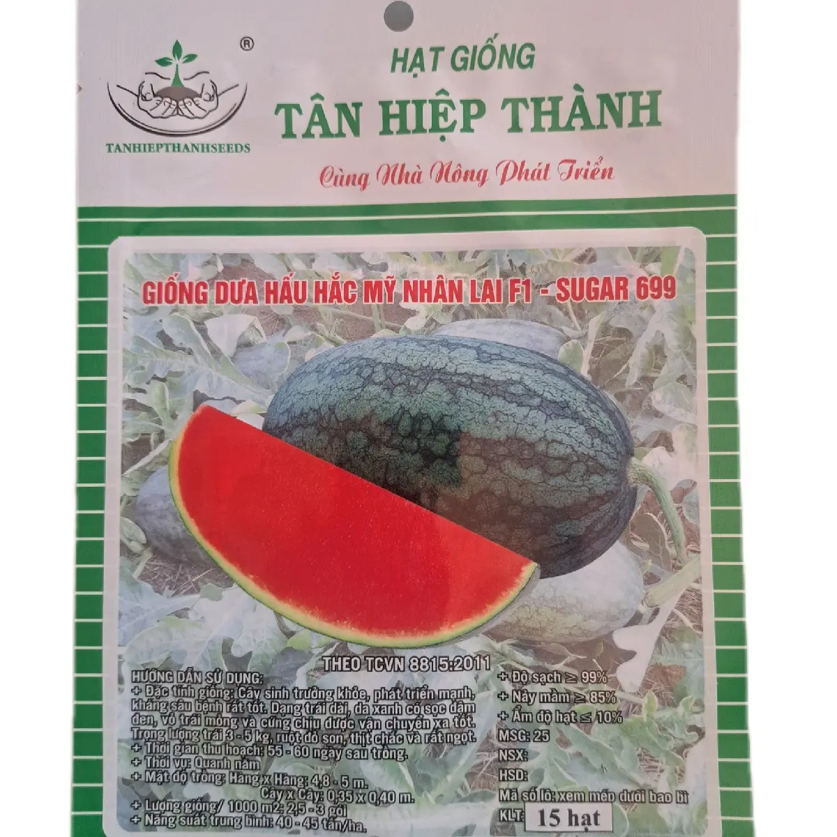 Dưa Hấu Hắc Mỹ Nhân Lai F1- Sugar 699 ( gói tiện lợi 15 hạt)