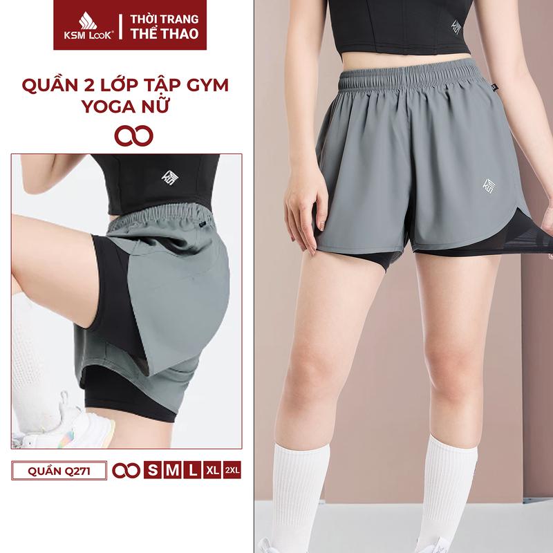 [DEAL ĐỘC QUYỀN TRÊN LIVE] Quần Đùi Short Thể Thao Ngắn 2 Lớp Tập Gym Yoga Aerobic Nữ KSM Menswear thiết kế xẻ bầu Q271 Sport Tập Thể Dục