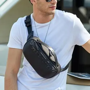 Leather Concept INSECTS Tas Selempang Pria Sling Bag Pria USB ARCTIC HUNTER 100% ORI - hitam cowok slingbag Canvas Kanvas