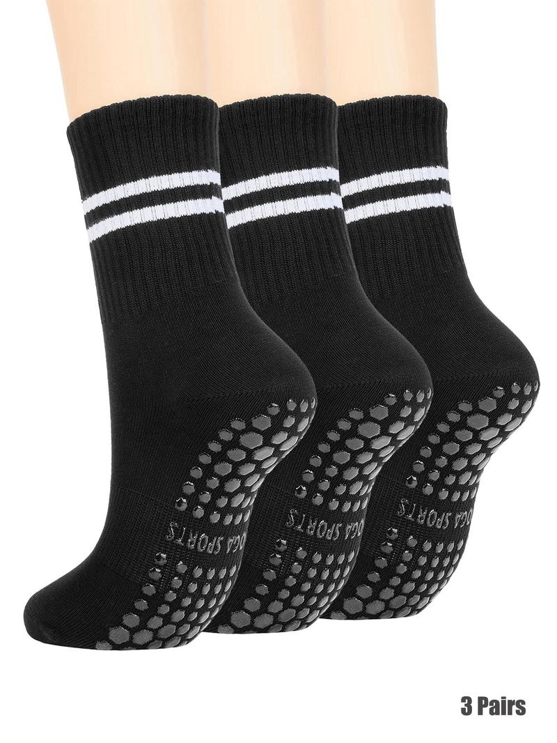 Product Introduction of Women's Two-Striped Print Non Slip Sports Socks, Breathable Comfortable Sports Socks for Yoga Gym Workout, Women's Socks for Fall & Winter 2