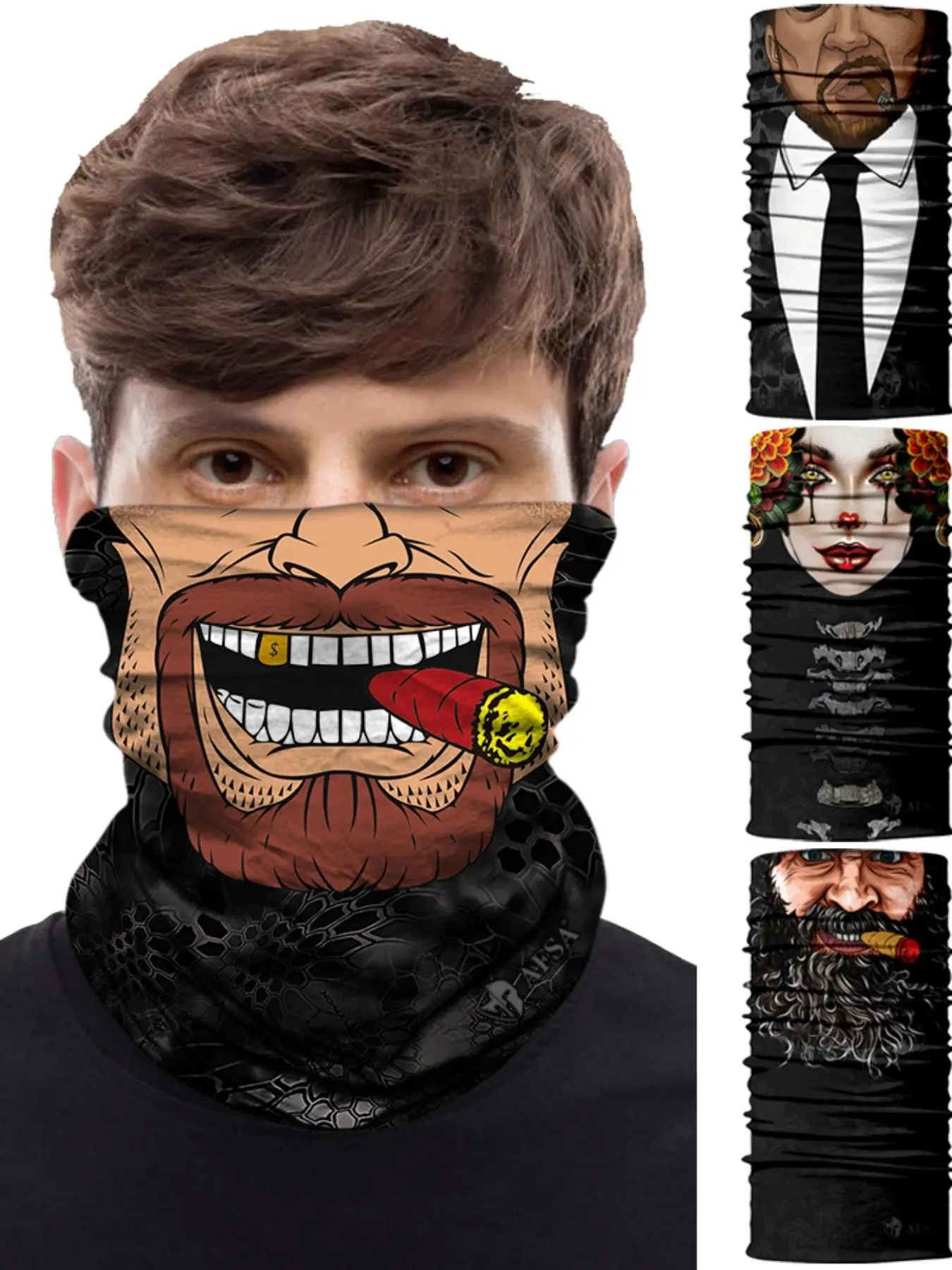 Creative Pattern Face Mask, 1 Count Comfortable Breathable Windproof Face Mask for Outdoor Activities, Sports & Outdoor Clothing Accessories for Men