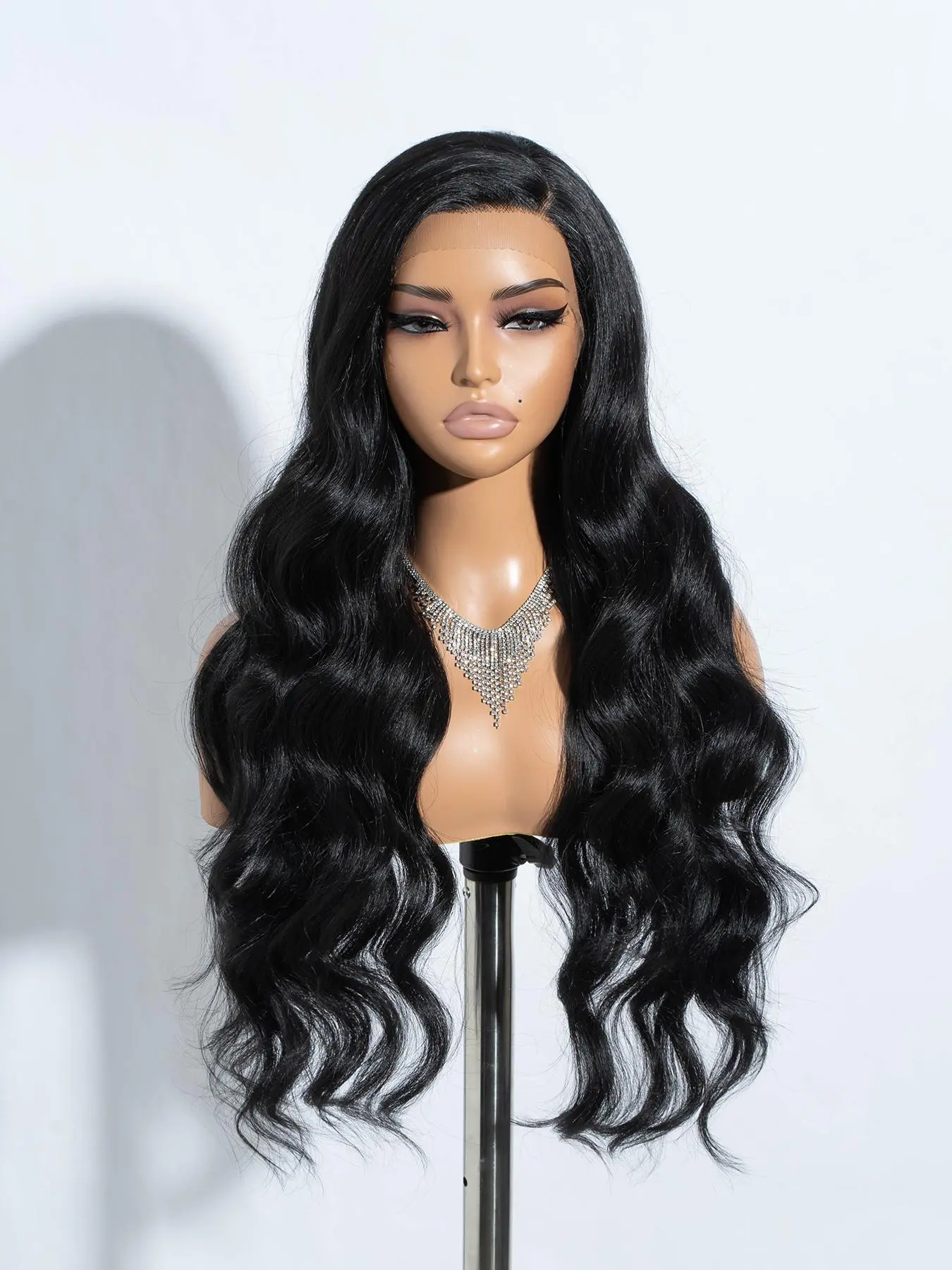 28 Inch Long Wavy Wigs for Women, Gorgeous Fluffy  Middle Part Wig without Bangs, Synthetic Lace Front Wigs for Party, Daily Use