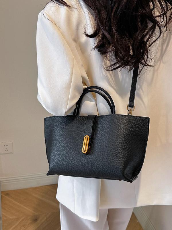 Women's Solid Color Shoulder Bag, Fashionable PU Leather Crossbody Bag for Daily Used, Casual Trendy Versatile High-quality Daily Commuting Bag 4