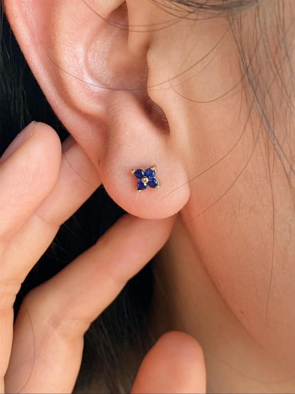 Flower Design Stud Earrings, Rhinestone Decor Stud Earrings for Women for Party, Daily Decor, Trendy All-match & Exquisite Jewelry for Birthday Gift 6