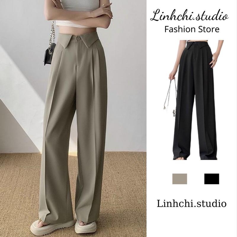 Quần suông cạp bẻ chất tuyết mưa bigsize