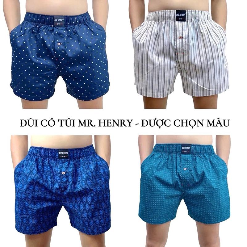 BOXER HENRY CÓ TÚI  - Quần Đùi Ngủ Nam Có Túi sâu tiện lợi bỏ bóp ví,  Chất Kate cotton Thoáng Mát, Mềm Mại, mặc nhà, mặc ngủ có  size 48 đến 96kg