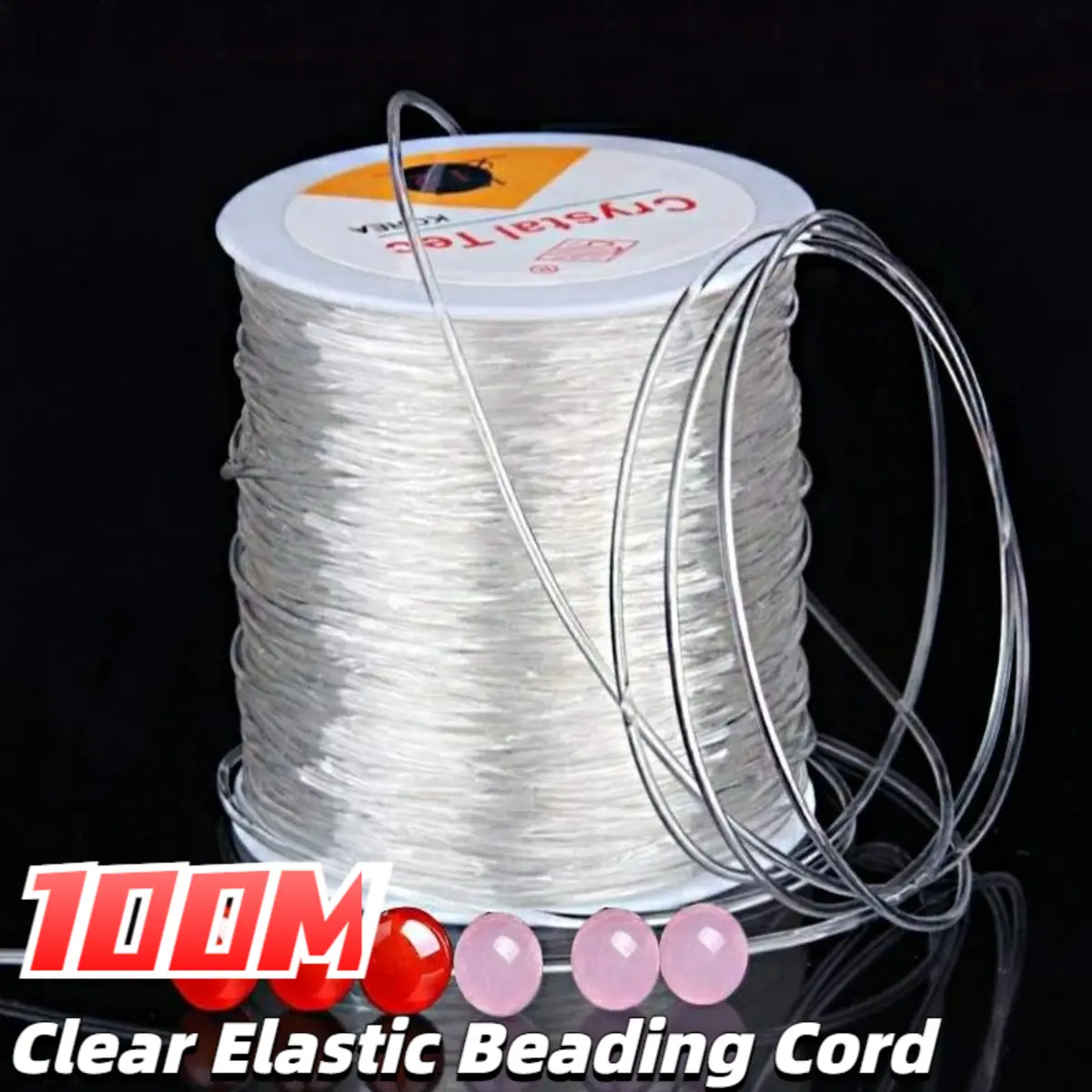 100M Clear Elastic Beading Cord Wire Rope String Line Bungee for Beads Lanyard Bracelets Jewelry Making DIY Stretch Transparent Rope