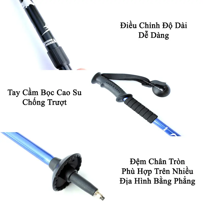 Gậy Leo Núi Dã Ngoại KUNBE Có Thể Điều Chỉnh Độ Dài Phù Hợp Địa Hình Đi Phượt, Đi Chùa, Du Lịch Fish 3
