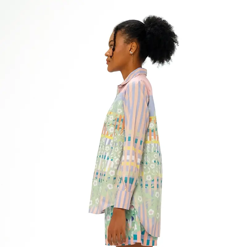 RTW Studio Kemeja Lengan Panjang Wanita Print Picnic Playdate Peach 3