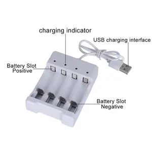 ''PUTIH '' CHARGER DESTOP BATERAI AAA DAN AA WARNA  USB