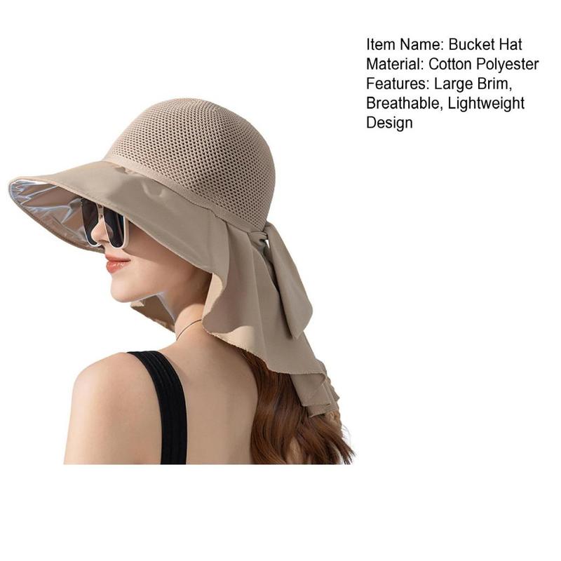 EN Sun Protection Hat Sun Hat Stylish Summer Women's Bucket Hat with Shawl for Sun Protection and Beach Travel Lightweight Breathable Wide Brim Cap for Face and Neck 2