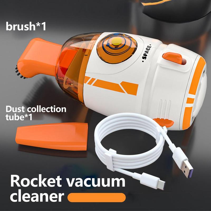 Product Introduction of Portable Desktop Dust Cleaner Cartoon Rocket Vacuum Cleaner Strong Suction Desktop Cleaning Tool For Removing Pet Hair Daily 7