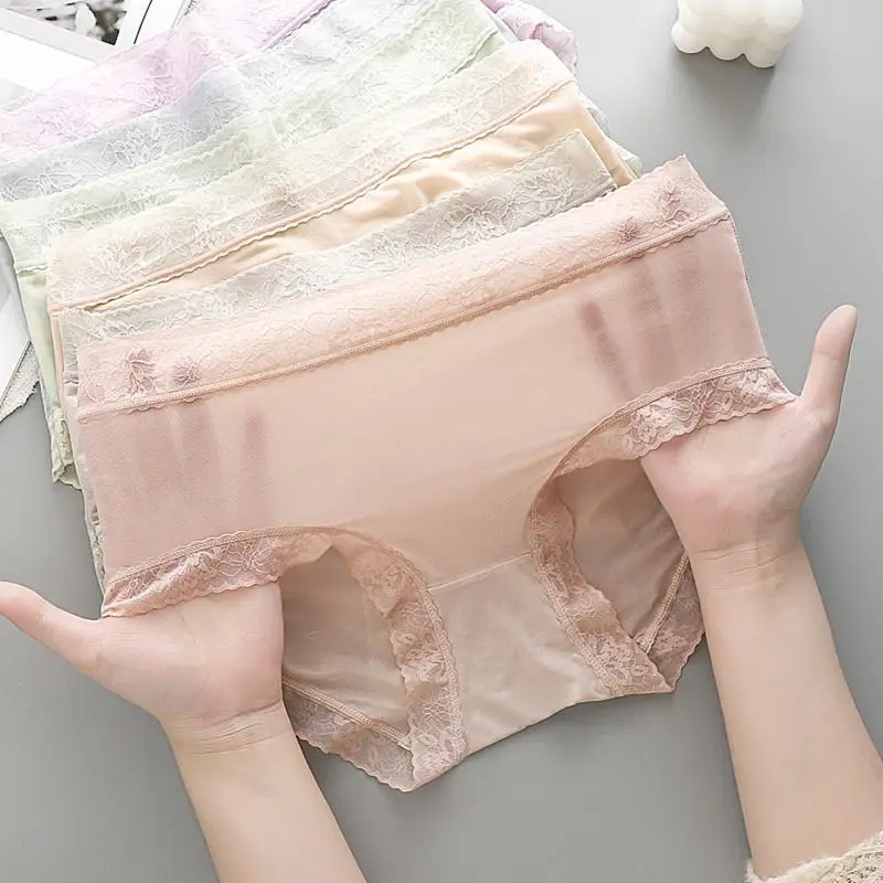 Set 5 Quần Lót Su Tàng Hình Akiko, Cạp Phối Ren Hoa Hồng, Chất Mát, Màu Pastel Nhẹ Nhàng 3