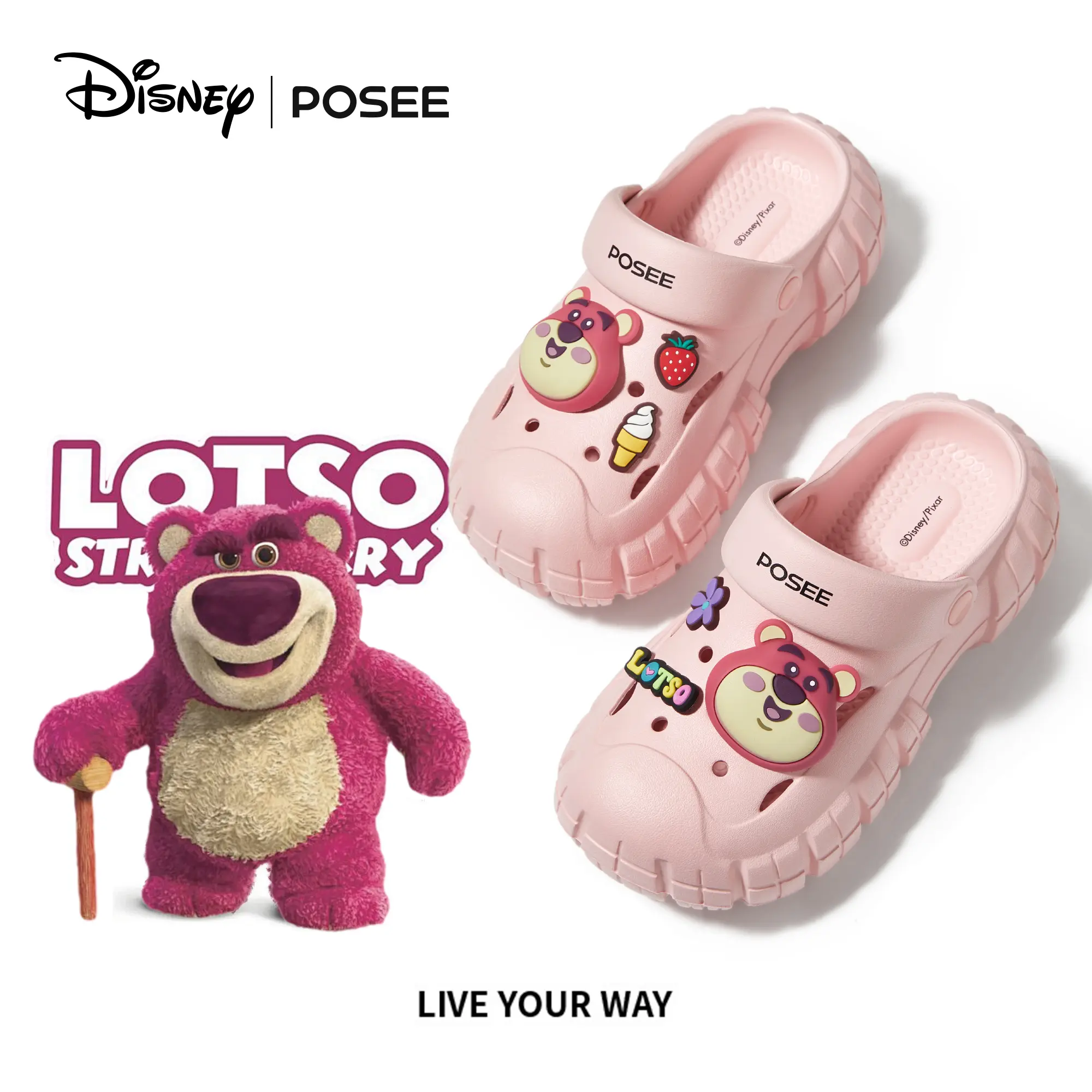 【giảm 50%】【POSE Pioneer x Disney】POSE Pioneer Lotso  Buzz&Alien Buzz&Rex INSIDE OUT Đế Bằng DéP lốp thoải mái chống sốc đế dày ngoài trời nam nữ nam nữ giải trí dành cho cặp đôi dễ phối đồ dễ phối đồ dễ thương và đẹp P2244628