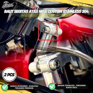 BAUT SEGITIGA ATAS NEW CUSTOM STAINLESS M8x30 ANTI KARAT RX KING RXS RX SERIES  (2PCS)  motor