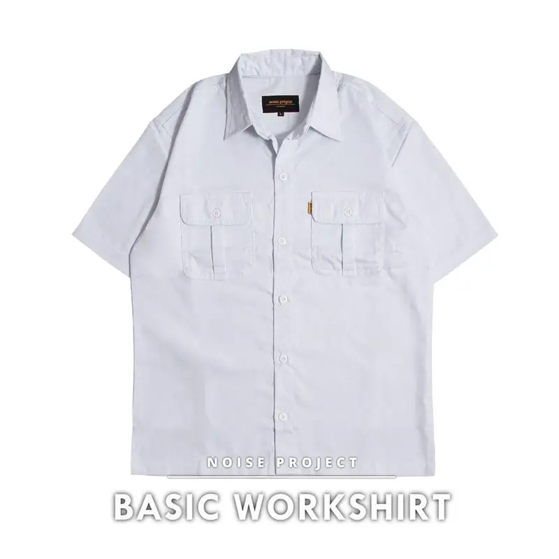Kemeja workshirt basic polos Nyaman Panjang Pendek Retro Santai Simple Pria 6