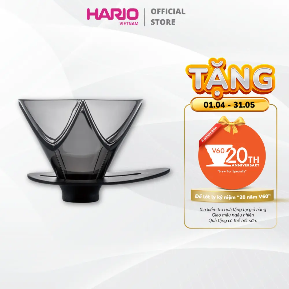 Phễu Pha Cà Phê Hario V60 One Pour Dripper Mugen VDMU-02-TB Size 02 (Nhựa trong, màu đen)