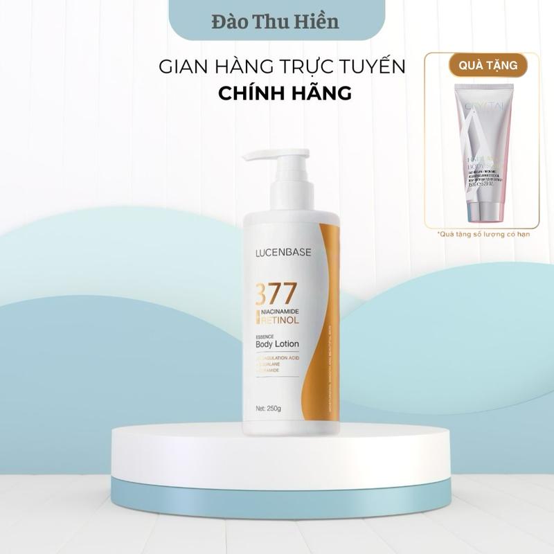 (Tặng Tẩy TBC Body Muối Hồng Himalaya 150ml) Sữa Dưỡng Thể 377 Niacinamide Retinol LUCENBASE Hỗ Trợ Sáng Da, Hỗ Trợ Dưỡng Ẩm Làm Mịn
