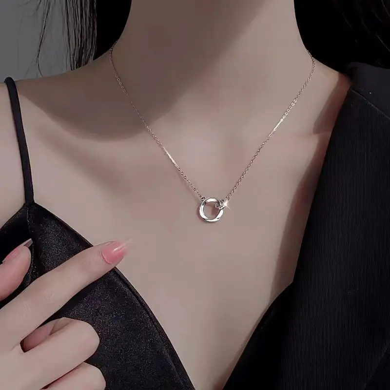 Vòng Cổ Thép Titan, Với Dát Siêu Nhỏ Vòng Mobius, Dây Chuyền Xương Đòn Lồng Vào Nhau, Giá Cả Phải Chăng Và Sang Trọng, Thiết Kế Độc Đáo, Phụ Kiện Đơn Giản, Trang Sức Dây Chuyền Mặt Dây Chuyền