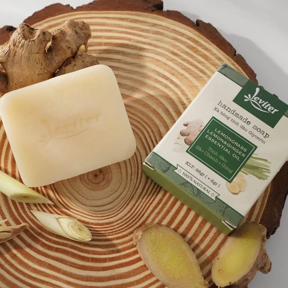 Xà bông tinh dầu Glycerin Leviter Soap Tinh Dầu Sả Chanh & Gừng Phương Pháp Cold Process Soap